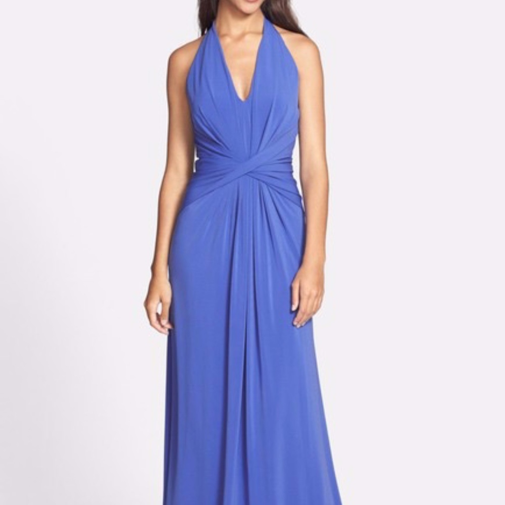 Halston Heritage Twisted Front Floor Length Gown